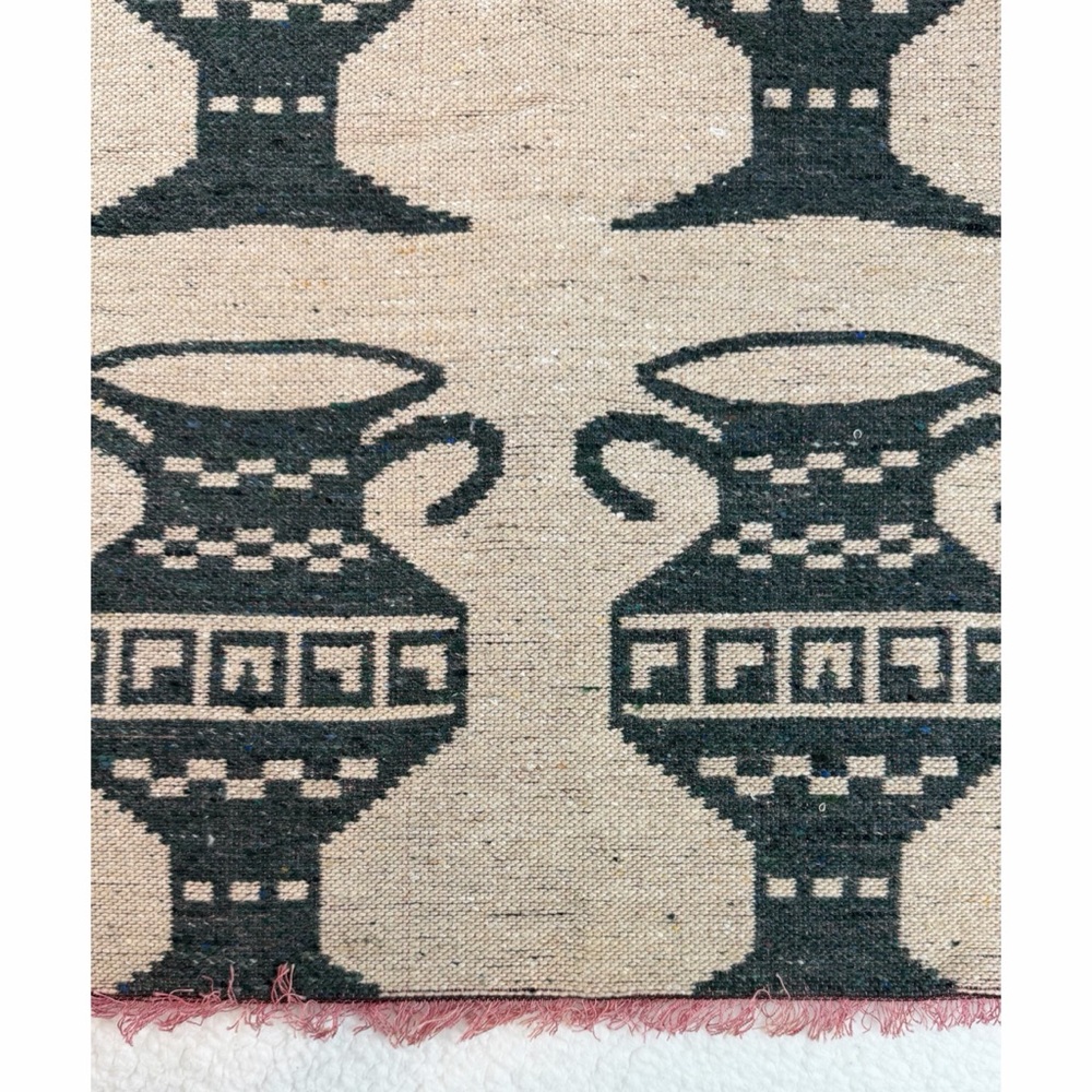 Tan/Black Woven Wall Tapestry with Greek Vase Design - Picture 6 of 12